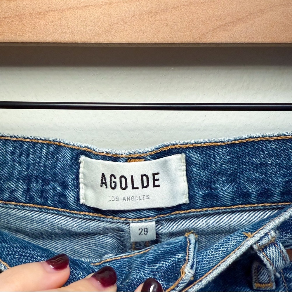 Agolde Parker denim shorts high rise distressed cutoff jean shorts western beach - Picture 3 of 12